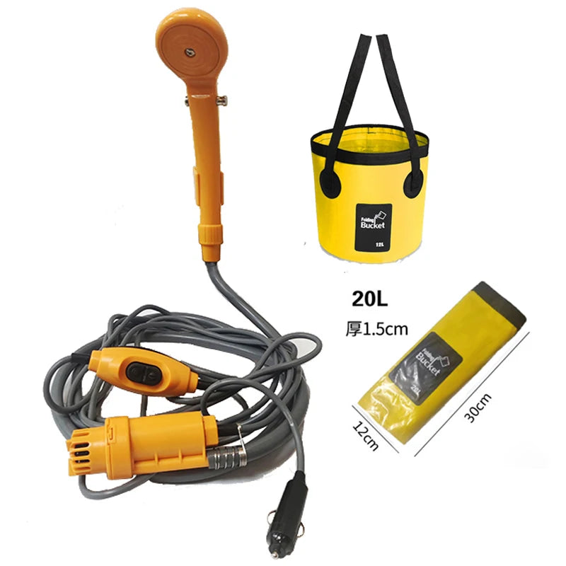 Portable Outdoor Camping Bath Shower Faucet Set 12V Car Electric Pump Washer