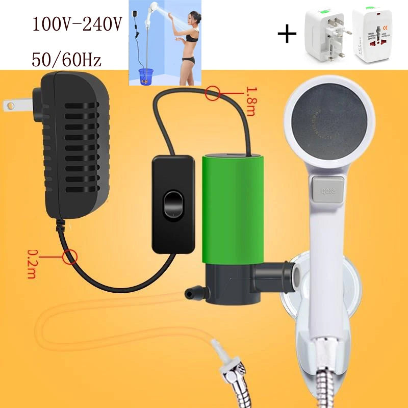 Portable Outdoor Camping Bath Shower Faucet Set 12V Car Electric Pump Washer